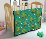 Cute Frog Dragonfly Design Pattern Premium Quilt