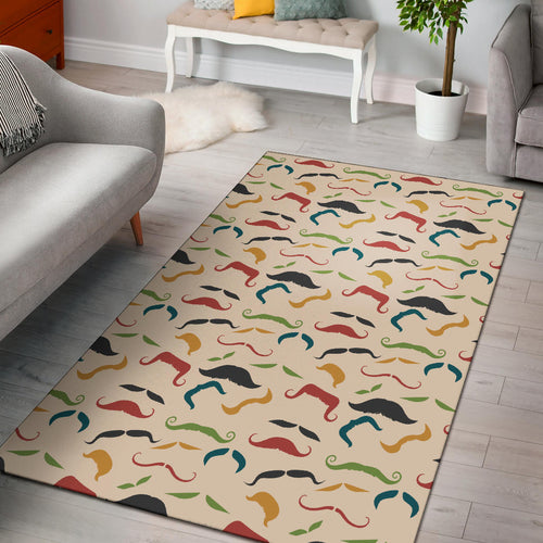 Mustache Beard Pattern Print Design 03 Area Rug