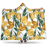 Yellow Tulips Pattern Hooded Blanket