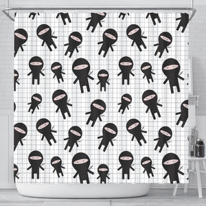 Ninja Pattern Plaid Background Shower Curtain Fulfilled In US