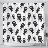 Ninja Pattern Plaid Background Shower Curtain Fulfilled In US