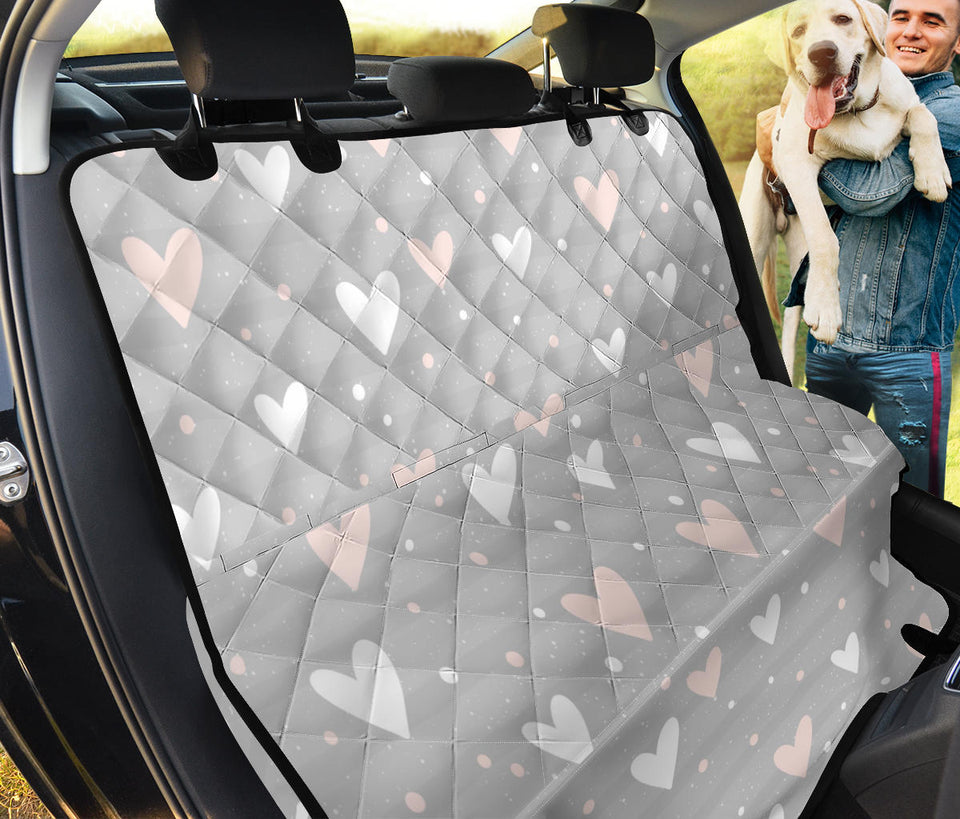 Heart Pattern Gray Background Dog Car Seat Covers