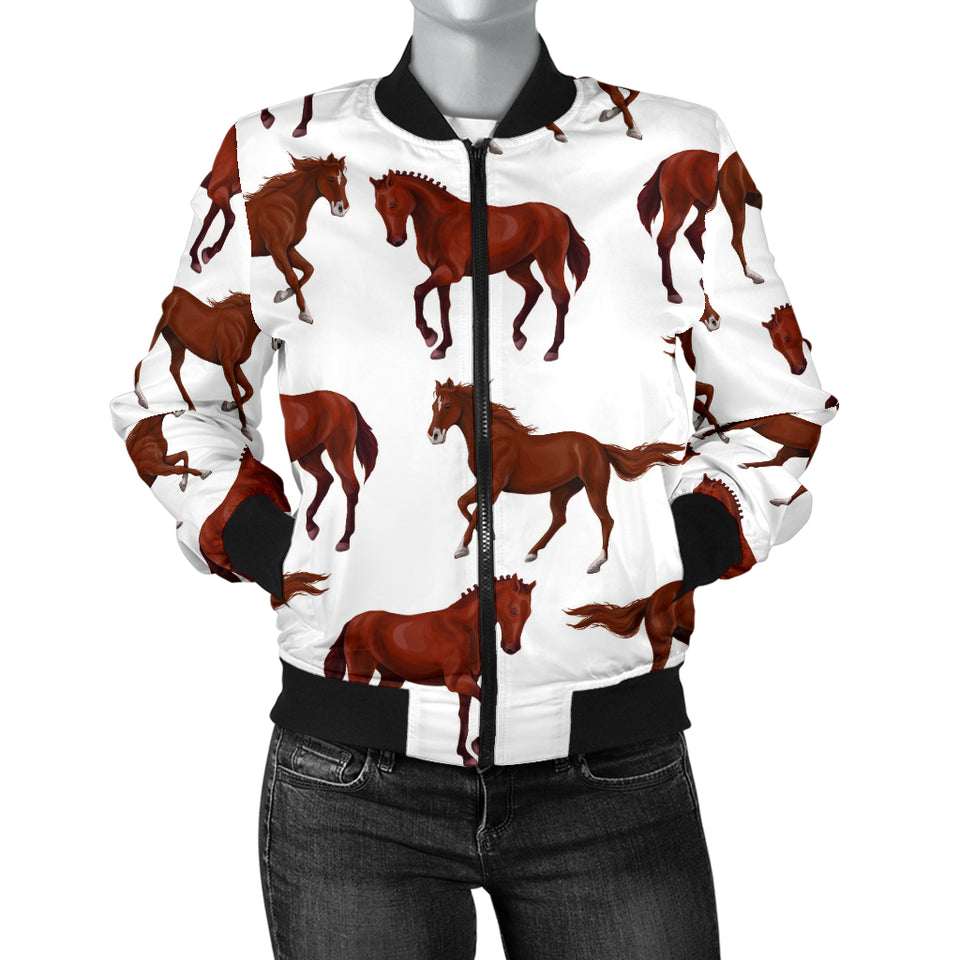 Horses Running Pattern Background Women'S Bomber Jacket