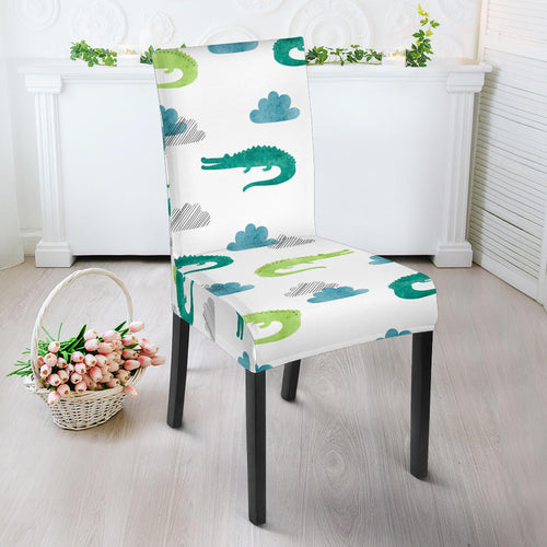Watercolor Crocodile Pattern Dining Chair Slipcover