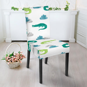 Watercolor Crocodile Pattern Dining Chair Slipcover
