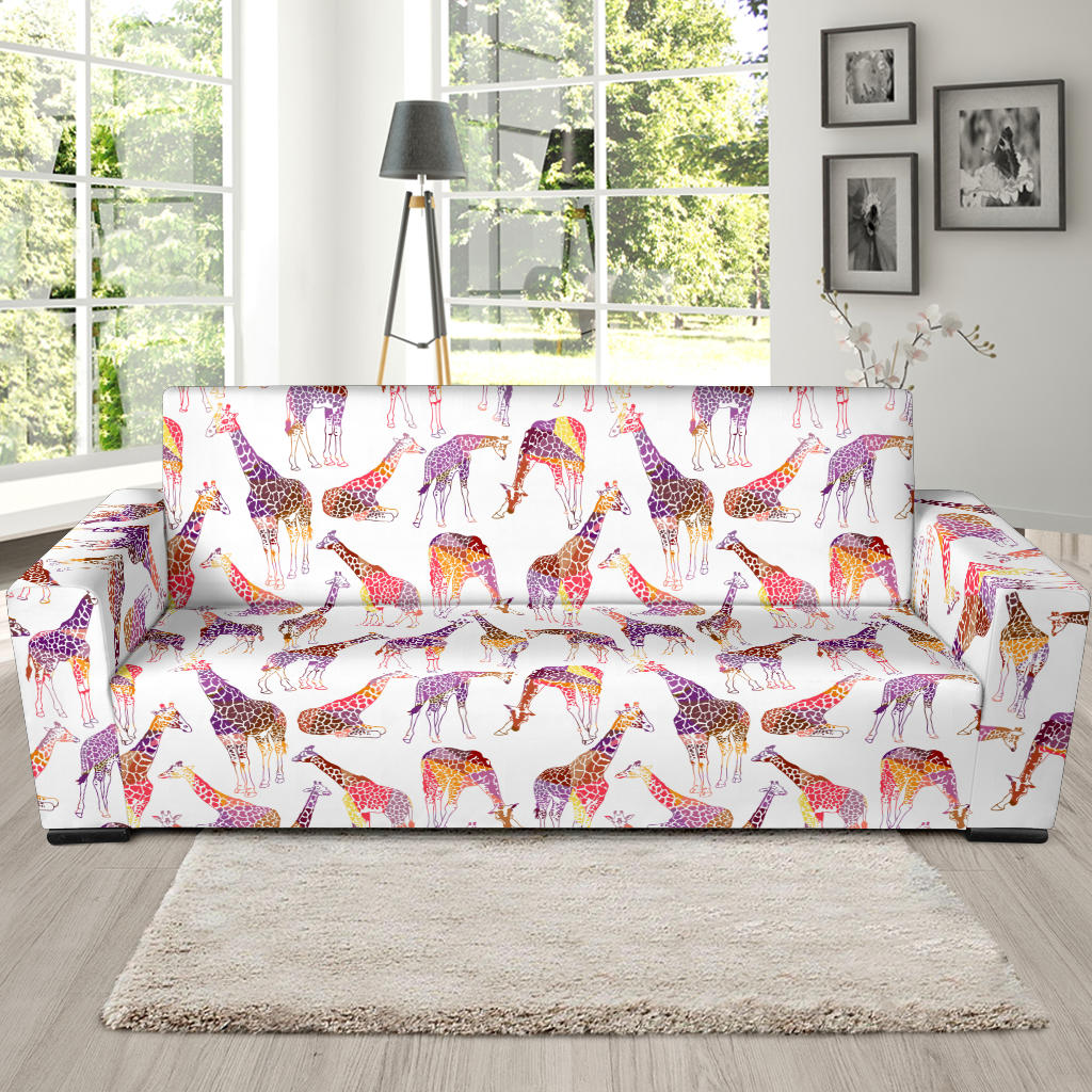 Giraffe Pattern Print Design 02 Sofa Slipcover