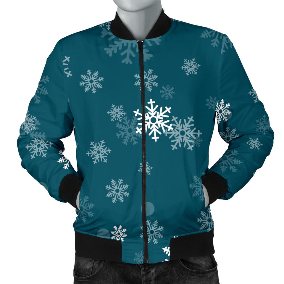 Snowflake Pattern Dark Background Men'S Bomber Jacket