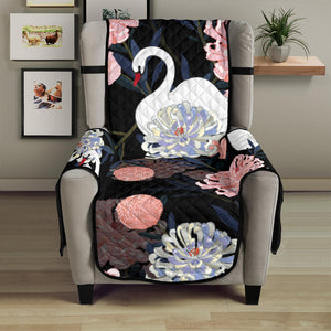 white swan blooming flower pattern Chair Cover Protector