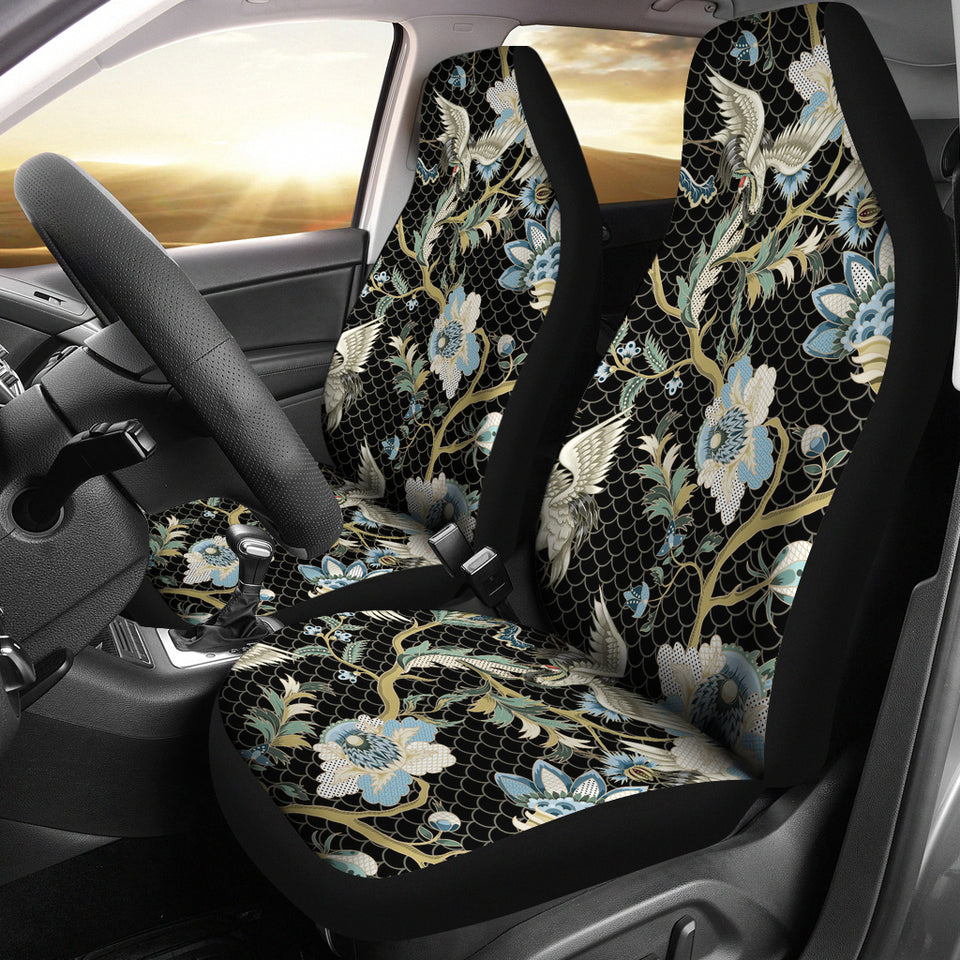 Japanese Crane Ornament Elements Universal Fit Car Seat Covers