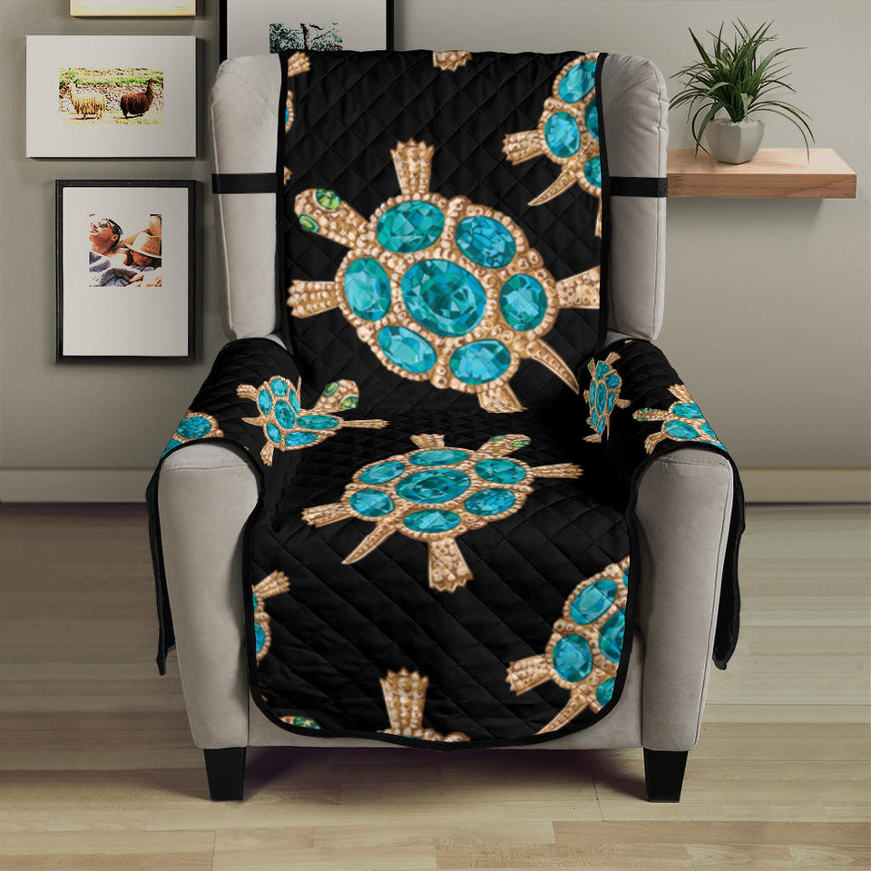 Sea turtle blue stone pattern Chair Cover Protector