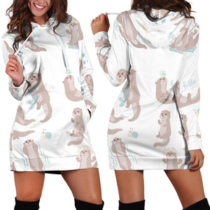 Cute Sea Otters Pattern Women'S Hoodie Dress