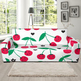 Cherry Pattern White Background Sofa Slipcover