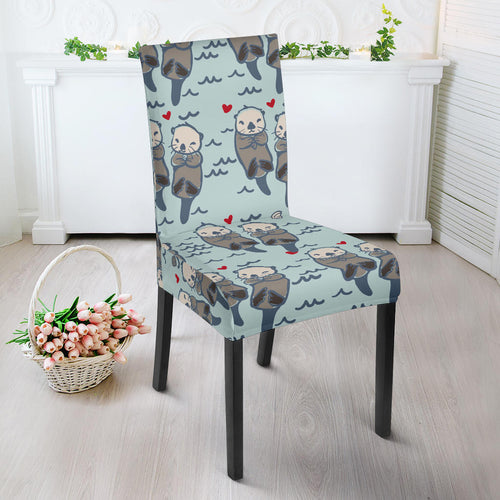 Lovely Sea Otter Pattern Dining Chair Slipcover