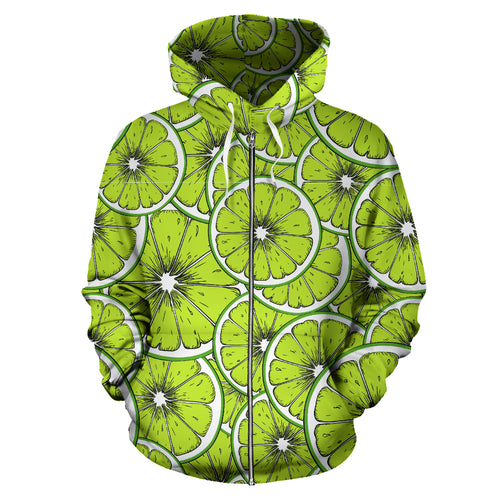 Slices Of Lime Design Pattern Zip Up Hoodie