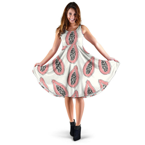 Papaya Pattern Sleeveless Midi Dress