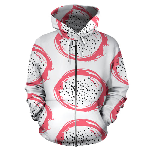 Hand Drawn Dragon Fruit Zip Up Hoodie