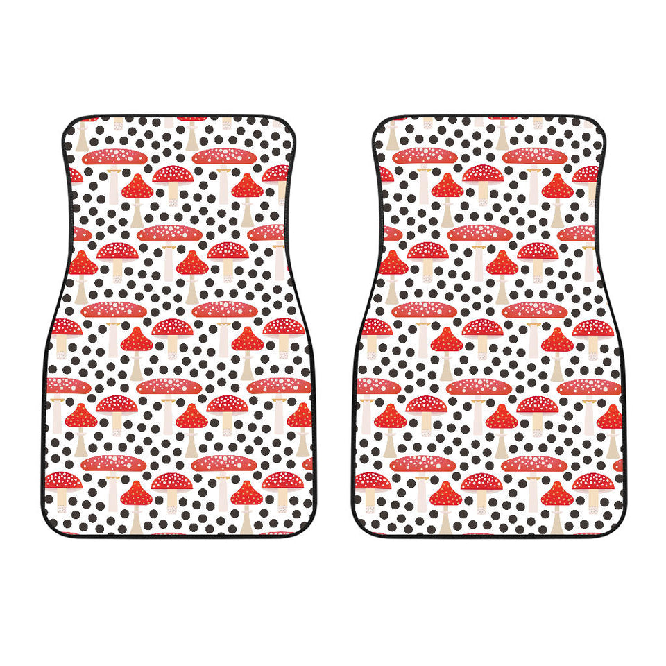 Red Mushroom Dot Pattern Front Car Mats