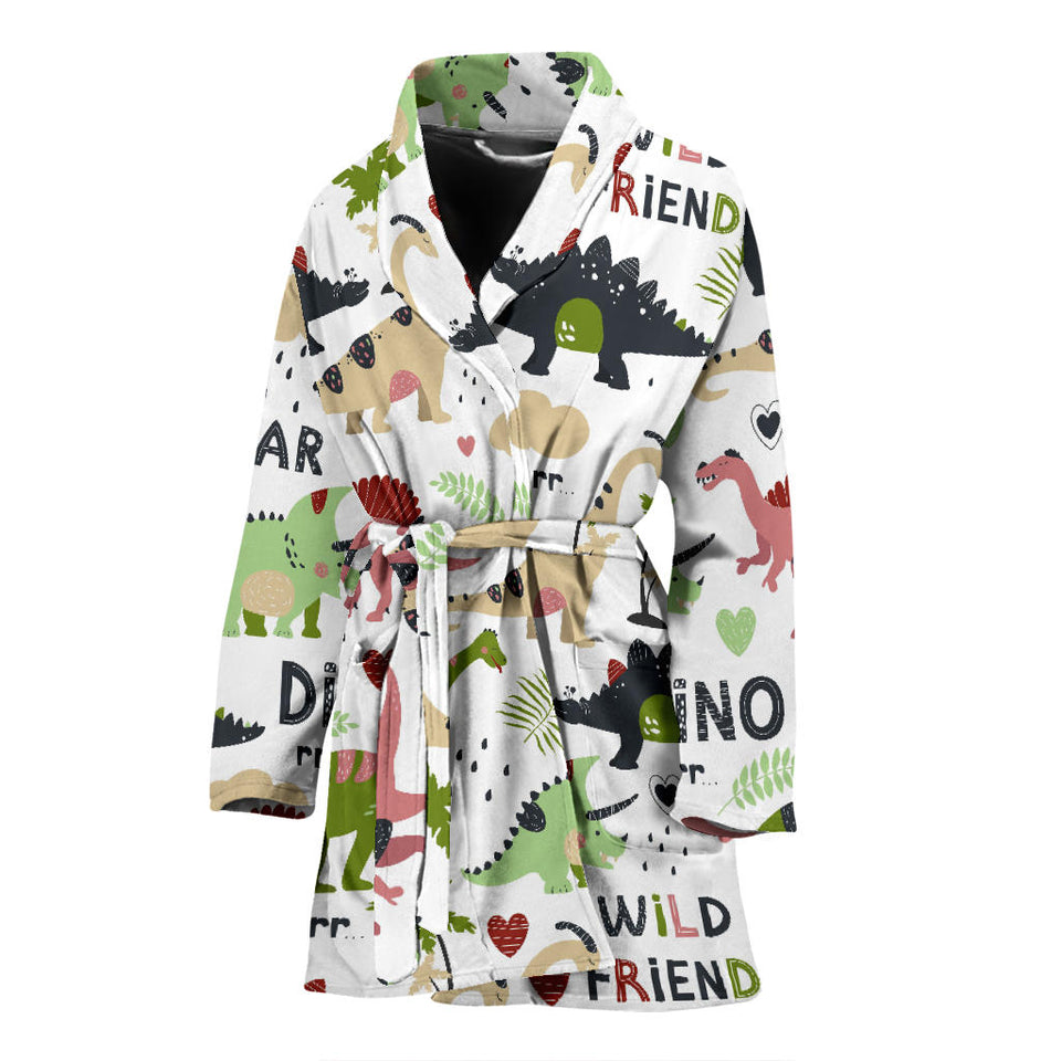 Cute Dinosaurs Pattern Women'S Bathrobe