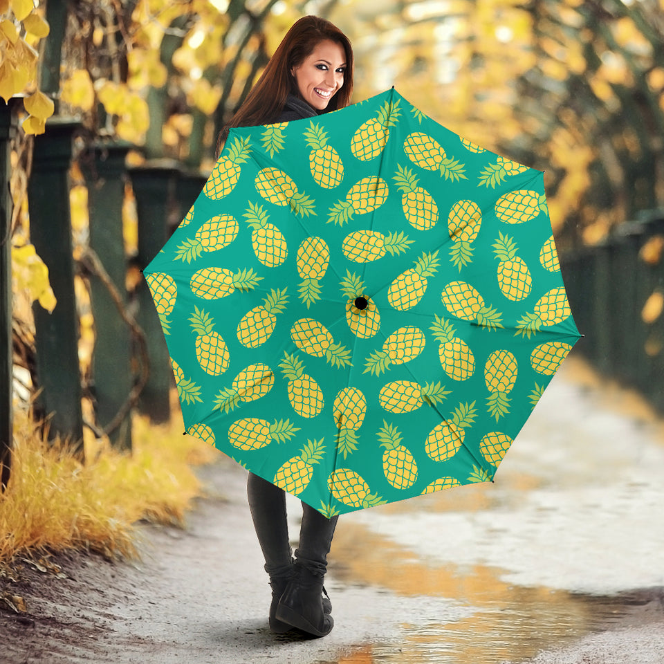 Pineapples Pattern Green Background Umbrella