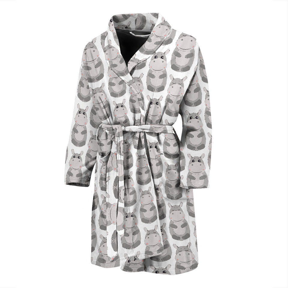 Hippopotamus Pattern Print Design 05 Men's Bathrobe