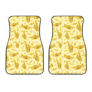 Saxophone Cornet Pattern Yellow Background Front Car Mats