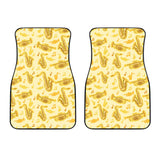 Saxophone Cornet Pattern Yellow Background Front Car Mats