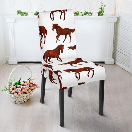 Horses Running Pattern Background Dining Chair Slipcover