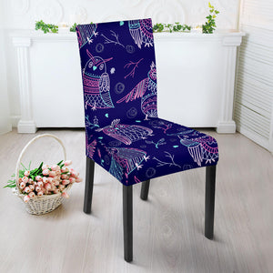 Cute Owls Pattern Boho Style Ornament Dining Chair Slipcover