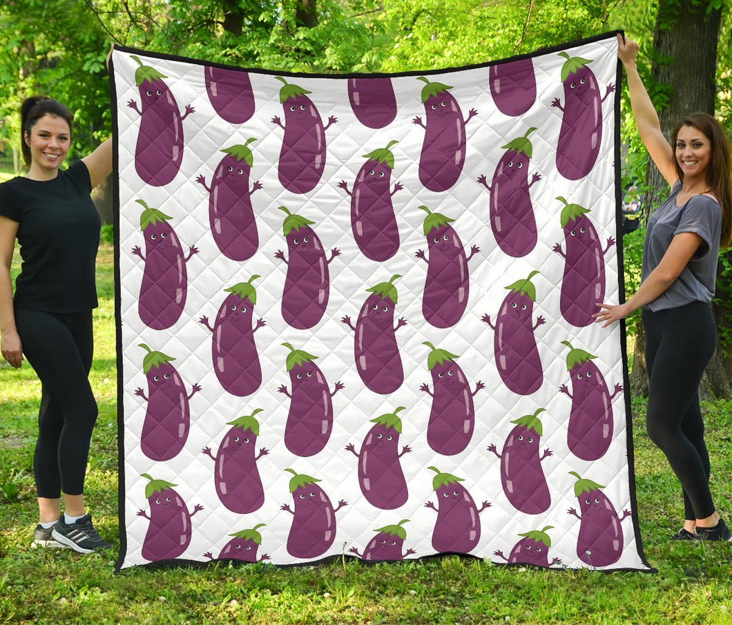 Eggplant Pattern Print Design 01 Premium Quilt