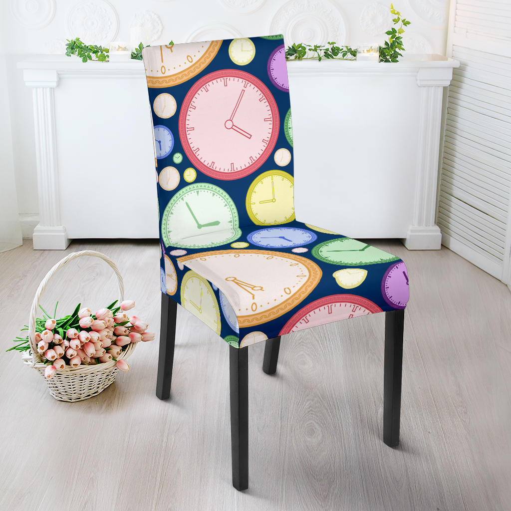 Colorful Clock Background Dining Chair Slipcover