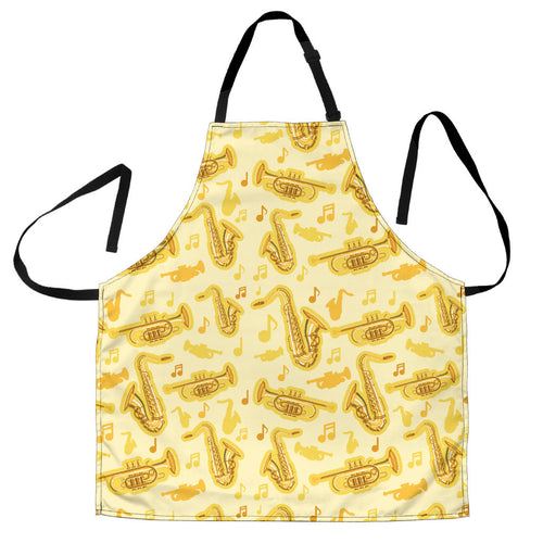 Saxophone Cornet Pattern Yellow Background Adjustable Apron