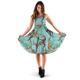 Monkey Palm Tree Background Sleeveless Midi Dress