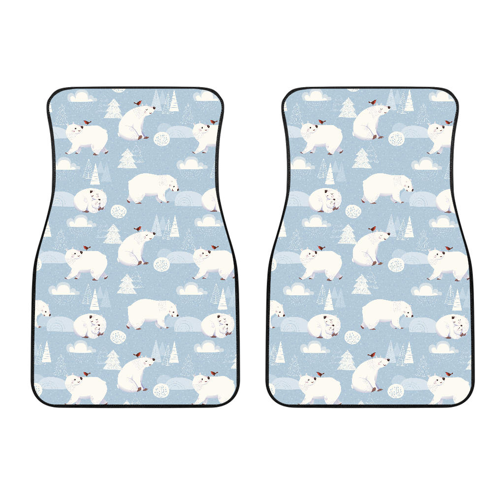 Cute Polar Bears Christmas Decoration Pattern Front Car Mats