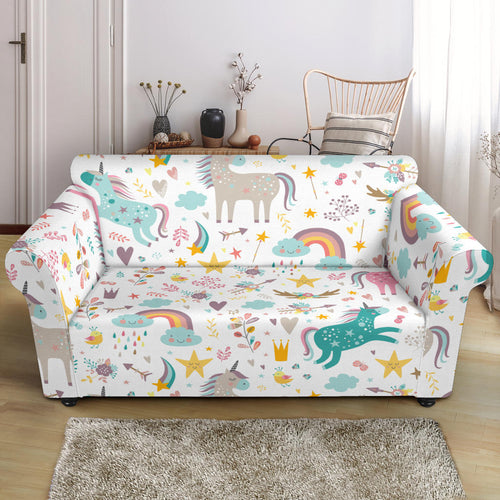 Colorful Unicorn Pattern Loveseat Couch Slipcover