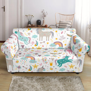Colorful Unicorn Pattern Loveseat Couch Slipcover
