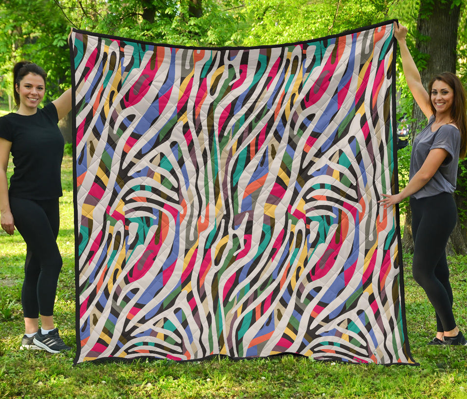 Colorful Zebra Skin Pattern Premium Quilt