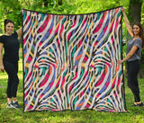 Colorful Zebra Skin Pattern Premium Quilt
