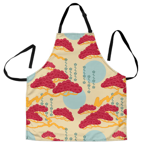 Red Bonsai Gray Sun Japanese Pattern Adjustable Apron