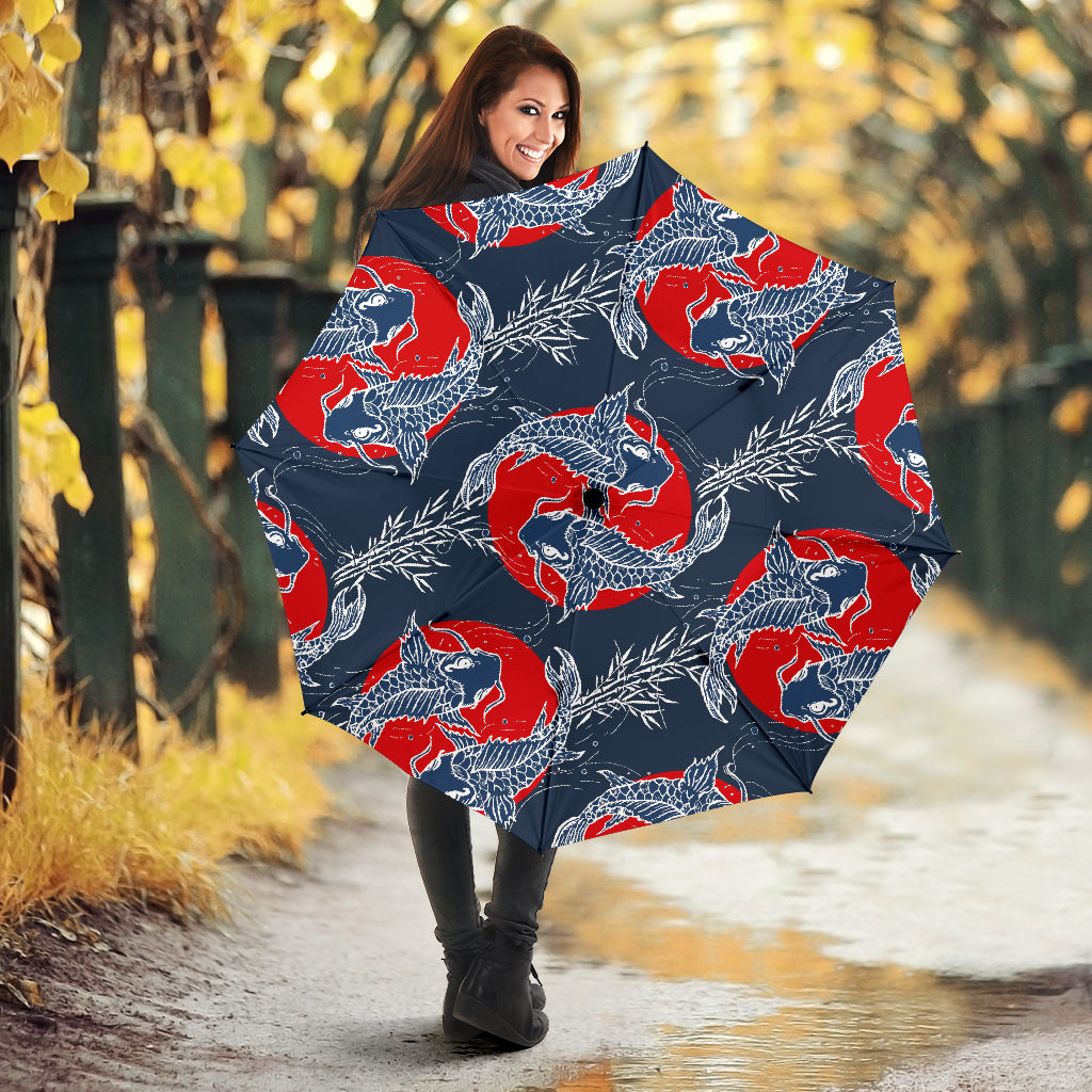 Koi Fish Carp Fishs Hand Drawn Japanese Art Umbrella