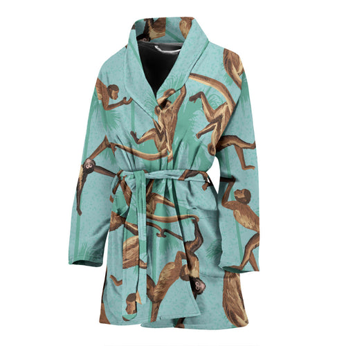 Monkey Palm Tree Background Women'S Bathrobe