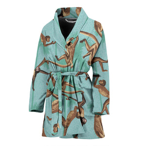 Monkey Palm Tree Background Women'S Bathrobe