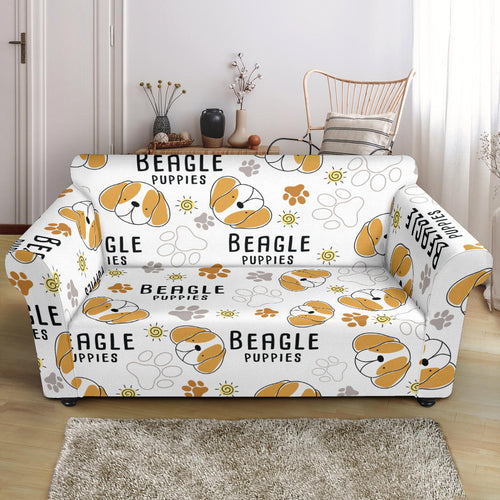 Cute Beagle Dog Pattern Background Loveseat Couch Slipcover