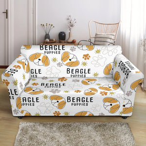 Cute Beagle Dog Pattern Background Loveseat Couch Slipcover