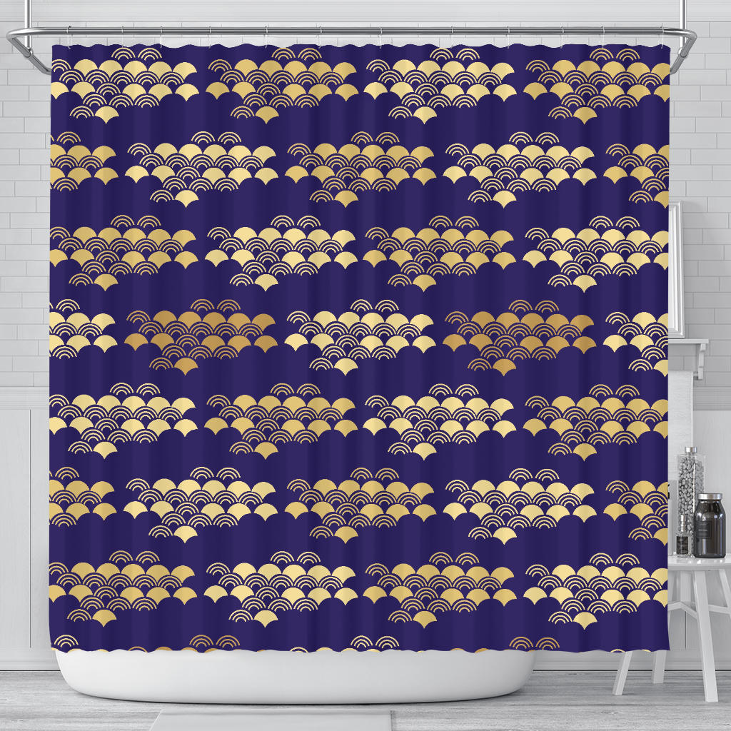 Beautiful Japanese Fan Pattern Shower Curtain Fulfilled In US