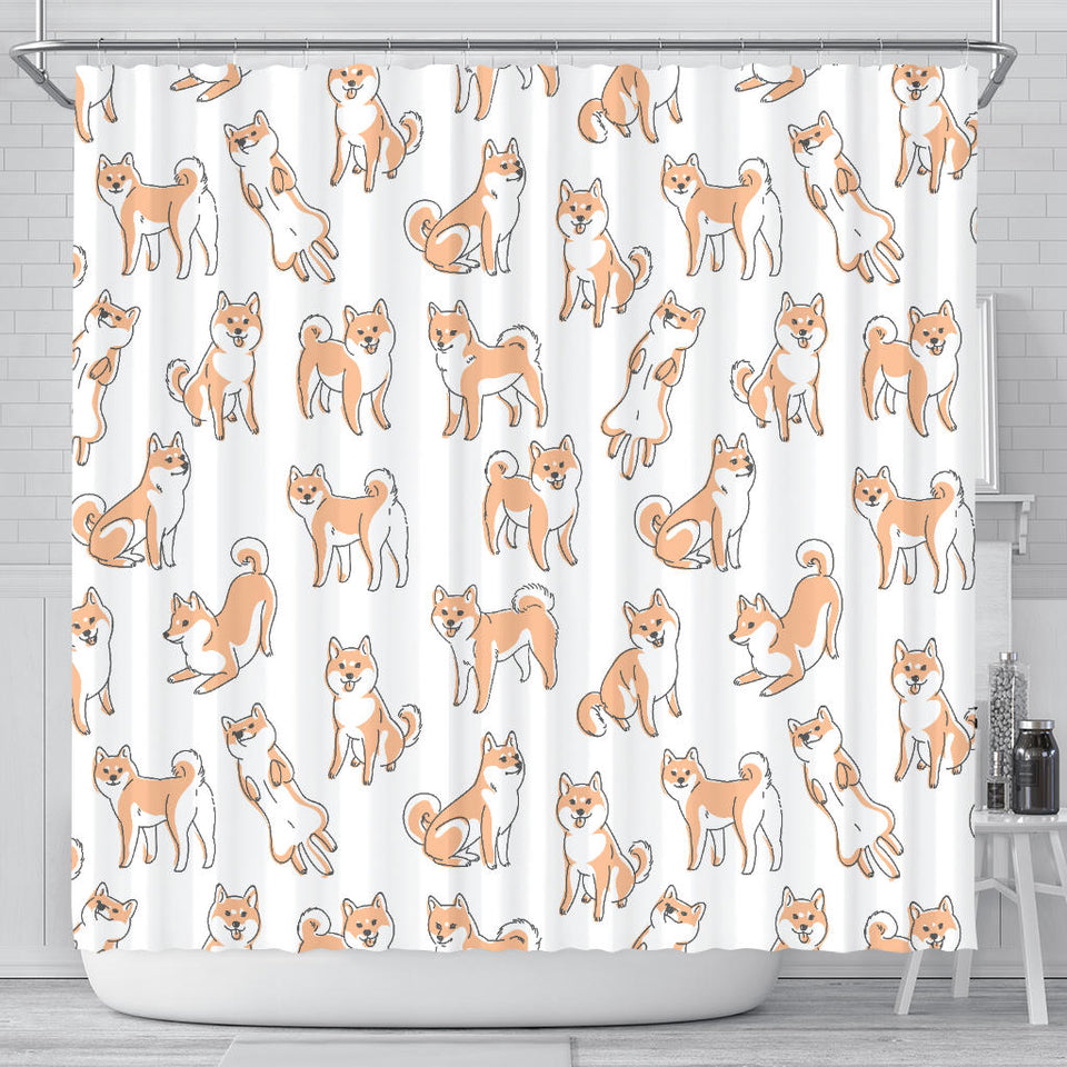 Shiba Inu Dog Pattern Shower Curtain Fulfilled In US
