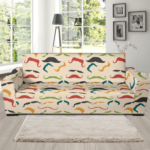 Mustache Beard Pattern Print Design 03 Sofa Slipcover