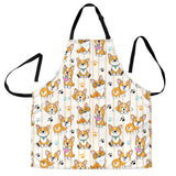 Cute Dog Corgi Striped Background Pattern Adjustable Apron