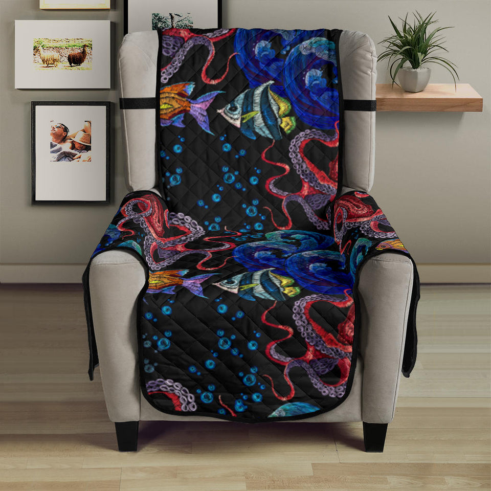 Octopus sea wave tropical fishe pattern Chair Cover Protector