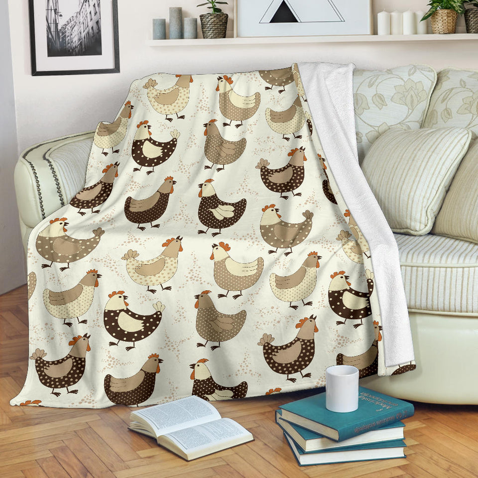 Cute Rooster Chicken Cock Premium Blanket