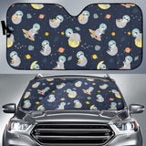 Cute Sloth Astronaut Star Planet Rocket Pattern Car Sun Shade